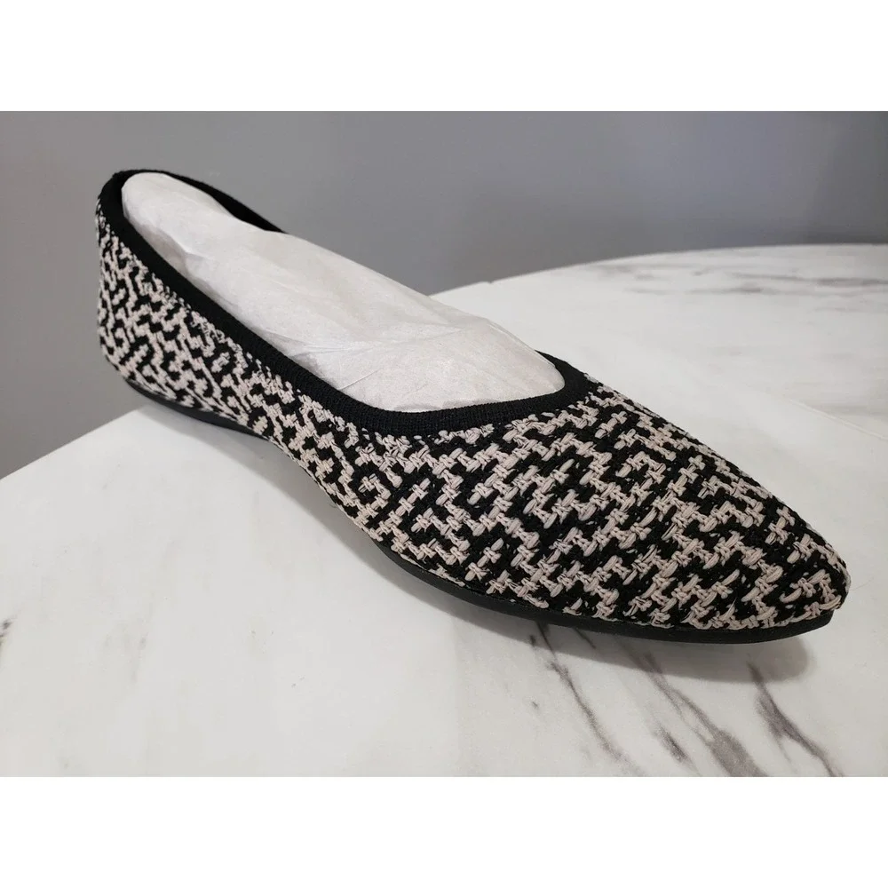 NEW NO BOX Skechers Sz 7.5 Cleo Point Chic Allure Pointed Toe Flats Houndstooth
